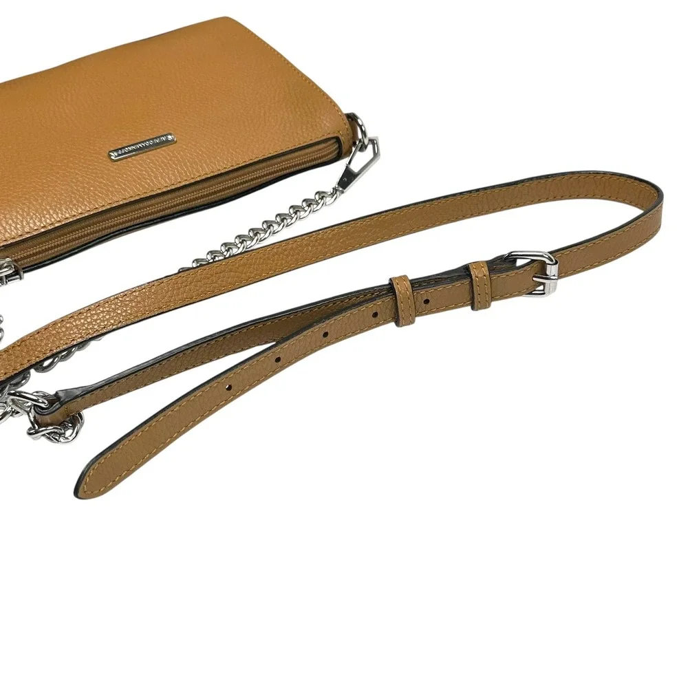 Rebecca Minkoff‎ Bag Mini 5-Zip Crossbody Pebbled Leather Almond Tan Mini Rocker
